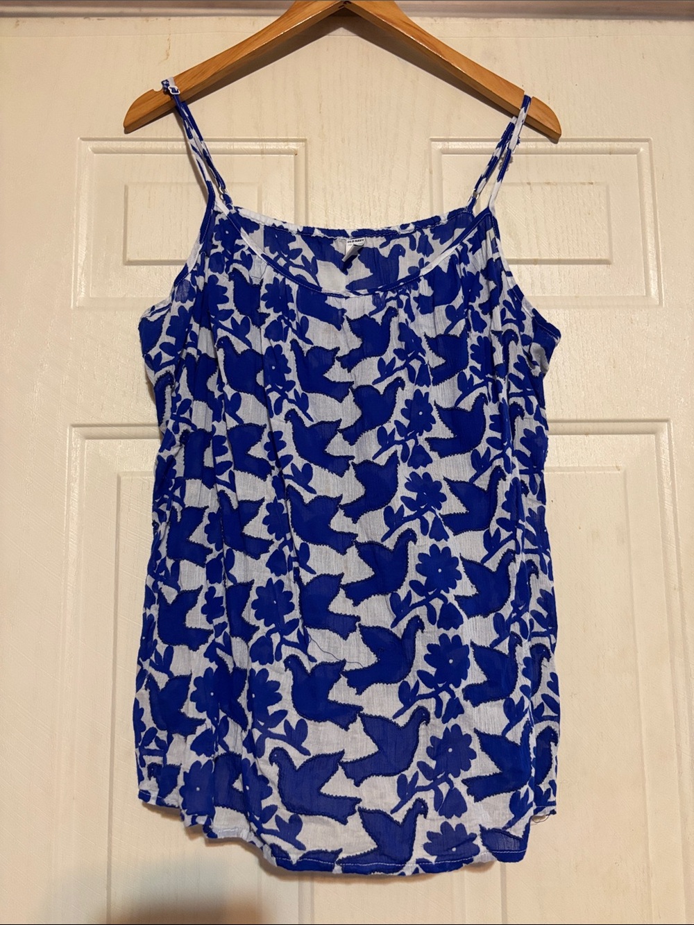 Old Navy Blue and White Floral Bird Print Camisole